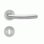 POIGNÉES DE PORTE SUR ROSACES RONDES SÉRIE ER 26 SYLT - INOX SATINÉ -CLÉ L KARCHER DESIGN