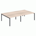 PÔLE 4 BUREAUX DROITS ARKO L 280 X P 168 CM PLATEAUX CHÊNE CLAIR PIÈTEMENT MÉTAL ANTHRACITE