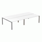 PÔLE 4 BUREAUX L 240 CM PLATEAUX BLANCS, PIÈTEMENT MÉTAL ALUMINIUM - TEAM LINE