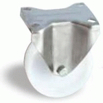ROULETTE INOX FIXE SUR PLATINE POLYAMIDE 125 MM- CHARGE 150 KG - ALÉSAGE LISSE AVL