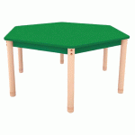 TABLE CLASSIK HEXAGONALE RÉGLABLE T0 À T3 - VERT/HÊTRE - MANUTAN COLLECTIVITÉS
