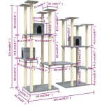 ARBRE � CHAT AVEC GRIFFOIRS EN SISAL GRIS CLAIR 174 CM - VIDAXL