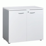 ARMOIRE BASSE HAUTEUR BUREAU PORTES BATTANTES H 75,5 X L 80 CM SQUADRA BLANCHE