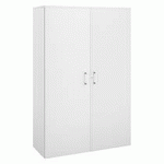 ARMOIRE HAUTE BOIS H 182 X L 120 CM AVEC PORTES BATTANTES BLANC - ARCH