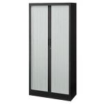 ARMOIRE CLASSTOUT CLASSIQUE MÉTAL ANTHRACITE - L. 90 X H. 198 CM - AVEC RIDEAUX GRIS