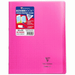 LOT DE 10 - CAHIER PIQUÉ KOVERBOOK 24X32 CM 48 PAGES GRANDS CARREAUX COUVERTURE POLYPROPYLÈNE TRANSPARENT - ROSE