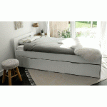 PACK LIT GIGOGNE LEMAND + 2 MATELAS  BLANC 90X200 CM/OPT:MATELAS FEEVAH HR
