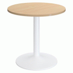 TABLE RONDE EXCELLENS PLATEAU D 80 CM HÊTRE - 3 PERSONNES - PIED MÉTAL TULIPE BLANC RAL 9003