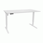BUREAU ASSIS-DEBOUT ERGOSUP PREMIUM À MÉMOIRE DE POSITION PIED BLANC L 140 CM PLATEAU BLANC