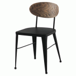 CHAISE AUSTIN DOS PIN VIEILLI VEINÉ - ASS/PIÈT ACIER NOIR - JAYSO