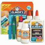 KIT STARTER ELMERS FABRICATION SLIME COLORÉ 2 FLACONS DE COLLE 5 GLITTERS 2 LIQUIDES MAGIQUES