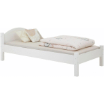 LIT MARIE LIT SIMPLE POUR ENFANT 90X190 CM AVEC TÊTE DE LIT, EN PIN MASSIF LASURÉ BLANC - BLANC