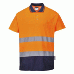 LOT DE 2 - PORTWEST S174 POLO COTON COMFORT ORANGE/MARINE - TAILLE XL