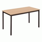 TABLE DE RÉUNION MULTIFORME CLASSIQUE RECTANGULAIRE L120 X P60 PLATEAU HÊTRE PIÈTEMENT NOIR