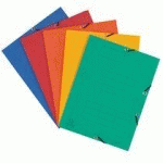 CHEMISE À ÉLASTIQUE 3 RABATS CARTE IMPRIMÉE EXACOMPTA 24 X 32 CM DOS 1,5 CM COULEURS ASSORTIES - LOT DE 10