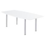 TABLE TONNEAU ACTUAL L. 200 X 100 CM - PLATEAU BLANC - 4 PIEDS CARRÉS ALUMINIUM