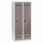 VESTIAIRE 2 COLONNES COLOR MONOBLOC INDUSTRIE SALISSANTE - A CODE- TAUPE