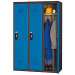 VESTIAIRE AVANTAGE - INDUSTRIE SALISSANTE - 3 COLONNES - CORPS ANTHRACITE - PORTES BLEU
