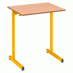 LOT DE 2 - TABLE SCOLAIRE 1 PLACE SYLLAB L.70 CM PLATEAU HÊTRE PIEDS JAUNE - TAILLE 6 POUR CM2 À LYCÉE