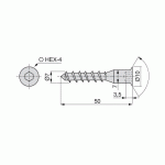 VIS DE FIXATION POUR MEUBLE - TÊTE FRAISÉE 6 PANS - PAR 500 - 7X50 EMUCA