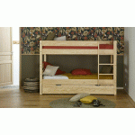PACK LIT SUPERPOSÉ BAS ECRIN + 2 MATELAS  BOIS NATUREL 90X190 CM/OPT:MATELAS ELBE HD