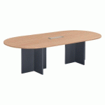 TABLE DE RÉUNION MODULABLE AVEC EXTENSION EXCELLENS L 260 X P 120 CM PLATEAU CHÊNE CLAIR PIEDS CROIX PLEIN BOIS ANTHRACITE