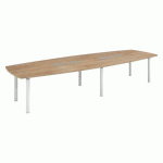 TABLE MODULABLE BELEM 14 PERSONNES L 380 X P 140 CM CHÊNE NATUREL PIÈTEMENT BLANC