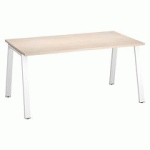 BUREAU DROIT INDIVIDUEL CHÊNE CLAIR 160 X 80 CM, PIÉTEMENT MÉTAL BLANC - ARCH