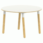 TABLE 4P INCL. MÉTAL/BOIS RONDE Ø 120 T4 STRAT ABS BLANC/ALU