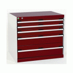 ARMOIRE D\'ATELIER À TIROIRS CUBIO SL-857-5 GRIS CLAIR/ROUGE - MANUTAN COLLECTIVITÉS