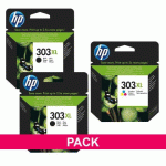 HP 303XL PACK 2 CARTOUCHES HAUTE CAPACITÉ NOIRE + CARTOUCHE HAUTE CAPACITÉ COULEURS POUR IMPRIMANTE JET D