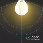 V-TAC - AMPOULE LED E14 6W 130LM/W FILAMENT P45 2700K