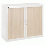 ARMOIRE À RIDEAUX DÉMONTABLES BRUNEAU 100 X 120 CM CORPS BLANC PORTES CHÊNE CLAIR