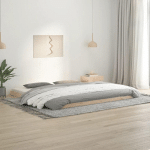 LIT DOUBLE POUR ADULTE MODERNE - CADRE DE LIT 200X200 CM BOIS DE PIN MASSIF BV739212 - BRUN