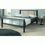 LIT MÉTAL ROXY FERPLAY  NOIR ET BOIS 120X190 CM