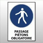 SIGNALÉTIQUE - PASSAGE PIÉTONS OBLIGATOIRE - M024 - ISO 7010  - PVC DOS ADHÉSIF - A5 - LOT DE 2