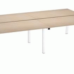 PÔLE DE 4 BUREAUX DROITS CHÊNE CLAIR L 140 X P 80 CM PIÉTEMENT MÉTAL BLANC - ARCH