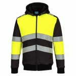 PORTWEST PW377 SWEAT À CAPUCHE D'HIVER ZIPPÉ PW3 CLASS 1 JAUNE/NOIR - TAILLE XXL