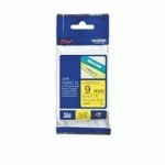 RUBAN LAMINÉ 9 MM BROTHER TZE-621 - JAUNE ÉCRITURE NOIRE