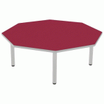 TABLE CARÉLIE OCTO Ø120 T1 STRAT POLY. CERISE GRIS/9006 - MOBIDECOR