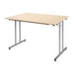 TABLE PLIANTE MULTIPLES USAGES RECTANGLE - L. 120 X P. 80 CM - PLATEAU ERABLE - PIEDS ALUMINIUM