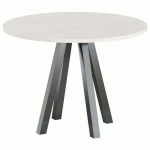 TABLE RÉUNION EVAN Ø 100 CM PIED NOIR PLATEAU PIN - MBA