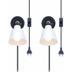 WOTTES - 2PCS APPLIQUE MURALE EN MÉTAL E27 STYLE INDUSTRIEL RÉTRO POUR LAMPE MURALE ÉCLAIRAGE SALON CHAMBRE COUCHER - BLANC