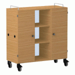 ARMOIRE BASSE SHIFT+ LANDSCAPE MÉLA. 9 CASES - 2 PORTES - HÊTRE - BLEU CLAIR - MANUTAN COLLECTIVITÉS