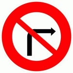 PANNEAU B2B CL2 650MM INTERDICTION TOURNER À DROITE - KELIAS