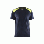 T-SHIRT DE TRAVAIL BICOLORE 100% COTON 3379 - BLEU FONCÉ ET JAUNE FLUO - XXXXL BLAKLADER