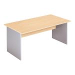 BUREAU DROIT PRONTO HÊTRE - L. 160 X P. 80 CM - PLATEAU HÊTRE - PIEDS PLEINS ALUMINIUM