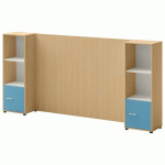 ENSEMBLE MEUBLE TV ET RANGEMENT IVO N°3 CHÊNE/PORTE BLEU - QUADRIFOGLIO