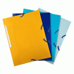 LOT DE 4 - CHEMISE À ÉLASTIQUE 3 RABATS PLASTIQUE BEE BLUE EXACOMPTA DOS 2 CM COULEURS ASSORTIES