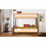 PACK LIT SUPERPOSÉ DONNELL + 2 MATELAS  NOIR ET BOIS 90X190 CM/OPT:MATELAS ARNO LATEX